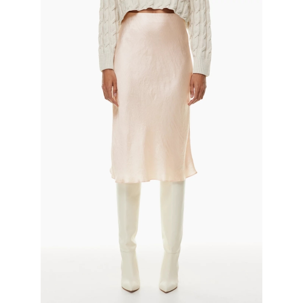 BABATON Slip Satin Midi Skirt Denude 00 Aritzia